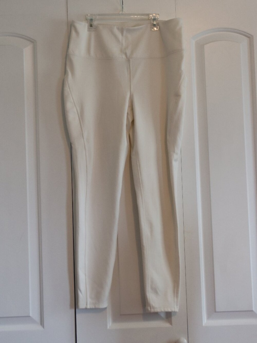Spyder Active High Waisted Performance Leggings Cream Colored Fleece Lined XL